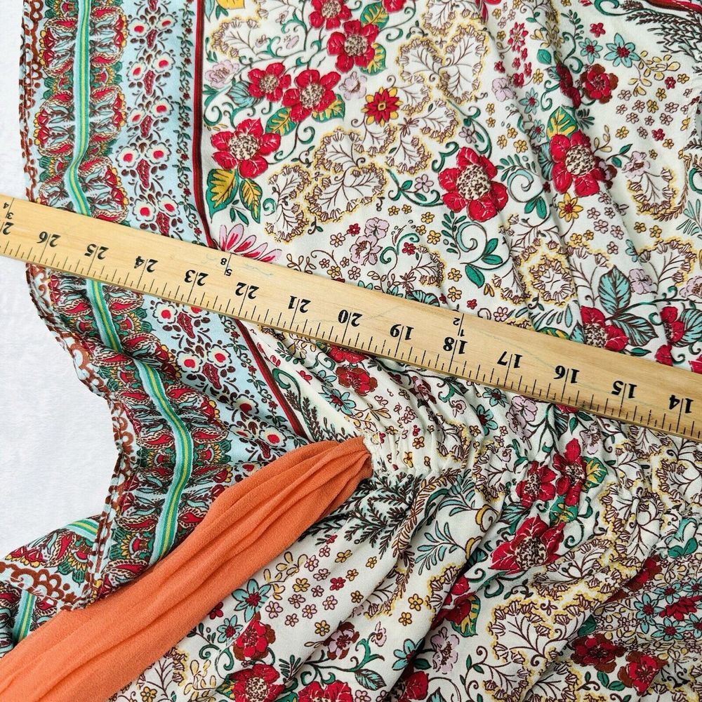 Zara TRF Kaftan Top M Boho Caftan Polyester Floral Coastal Cover Up dress - Picture 14 of 14